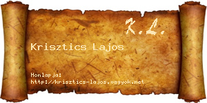 Krisztics Lajos névjegykártya